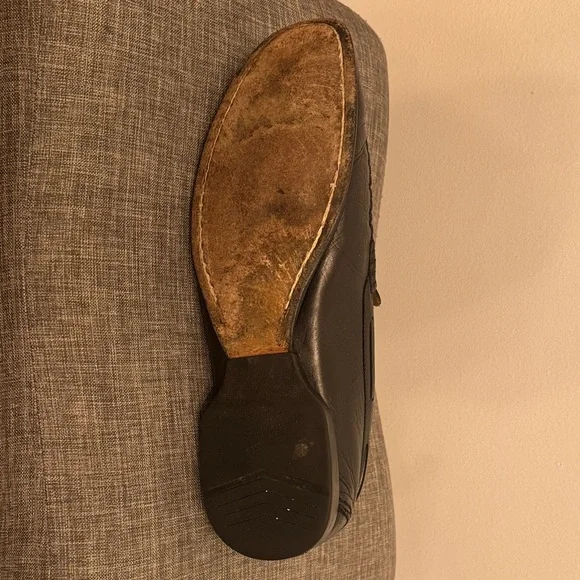 Salvatore Ferragamo Black Leather Loafers with Silver Accents